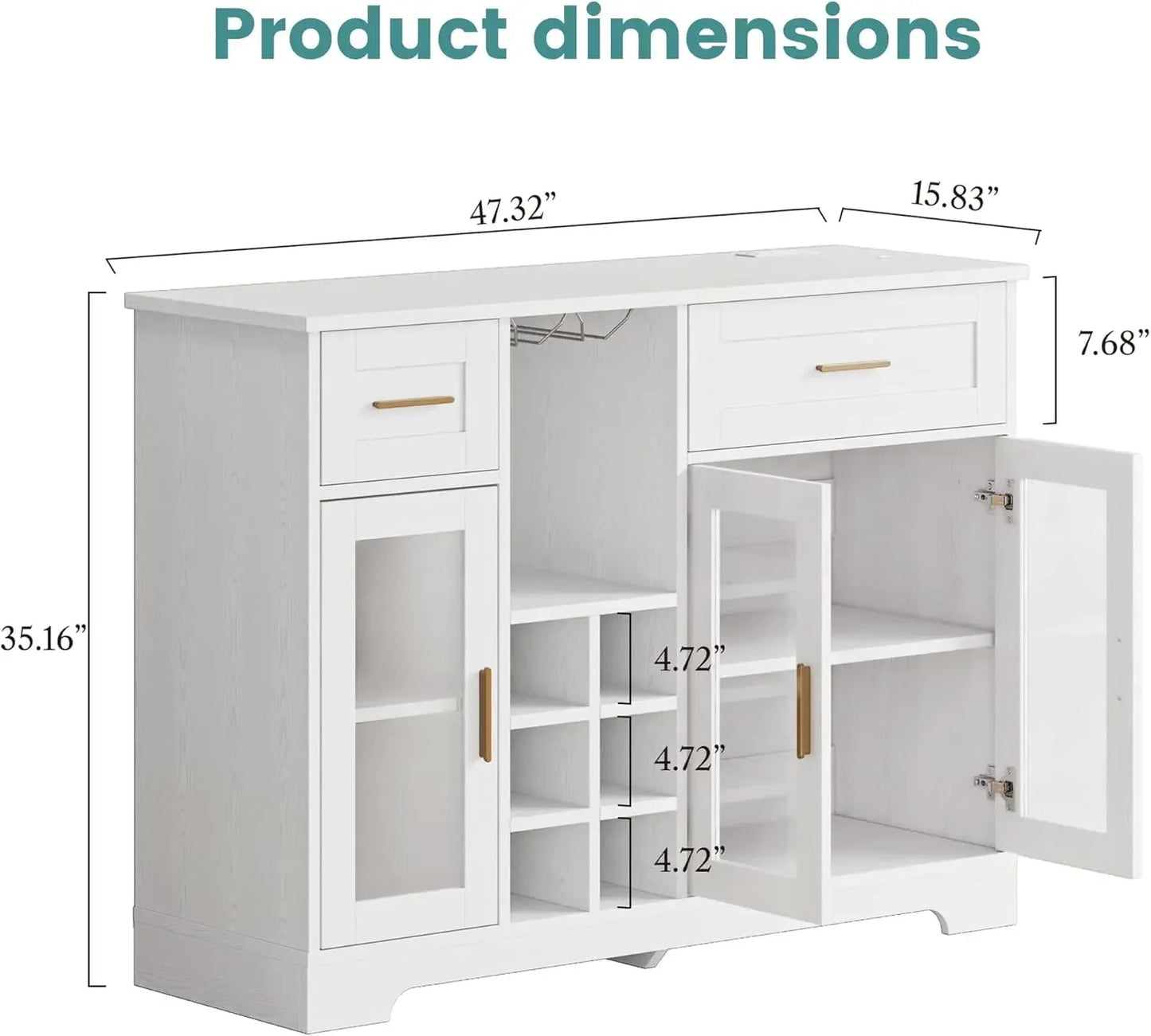 [Flash Sale, Clearance!]Sideboard Buffet Cabinet with Storage Bar Cabinet with Wine Racks Glass Doors Built-in Power Outlet Mode