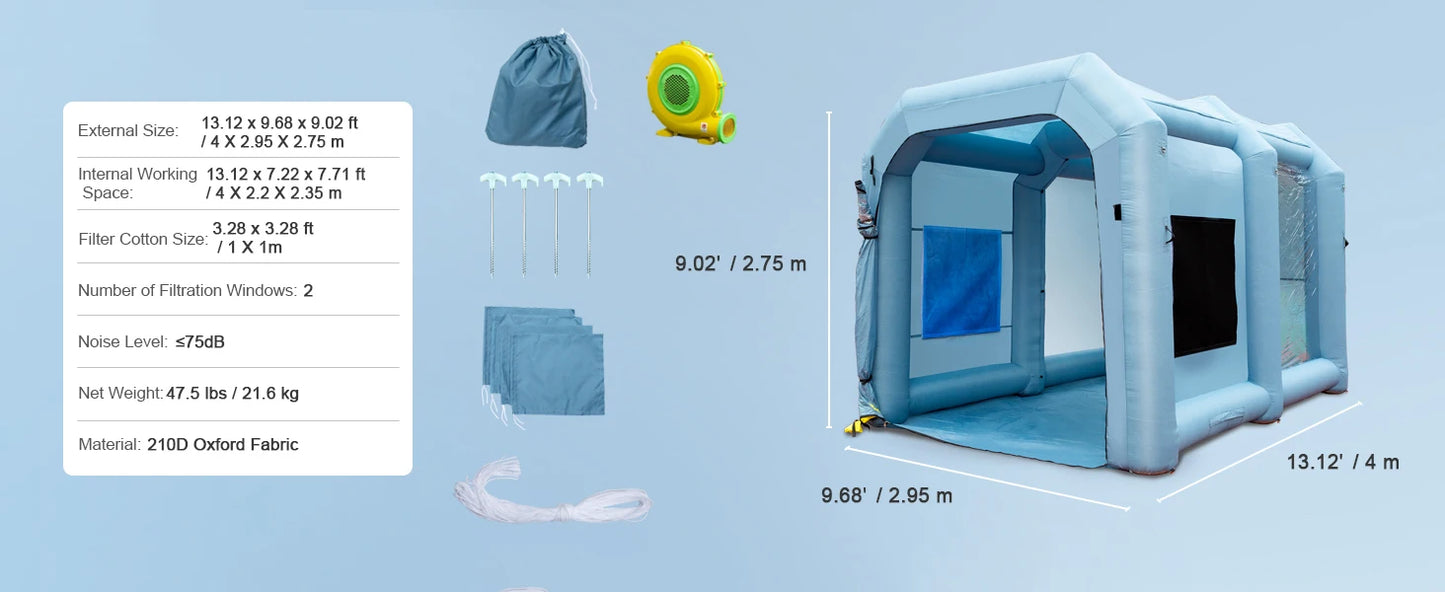 SucceBuy Inflatable Paint Booth with Blowers Inflatable Spray Booth Powerful Spray BoothCar Paint Tent Air Filter System