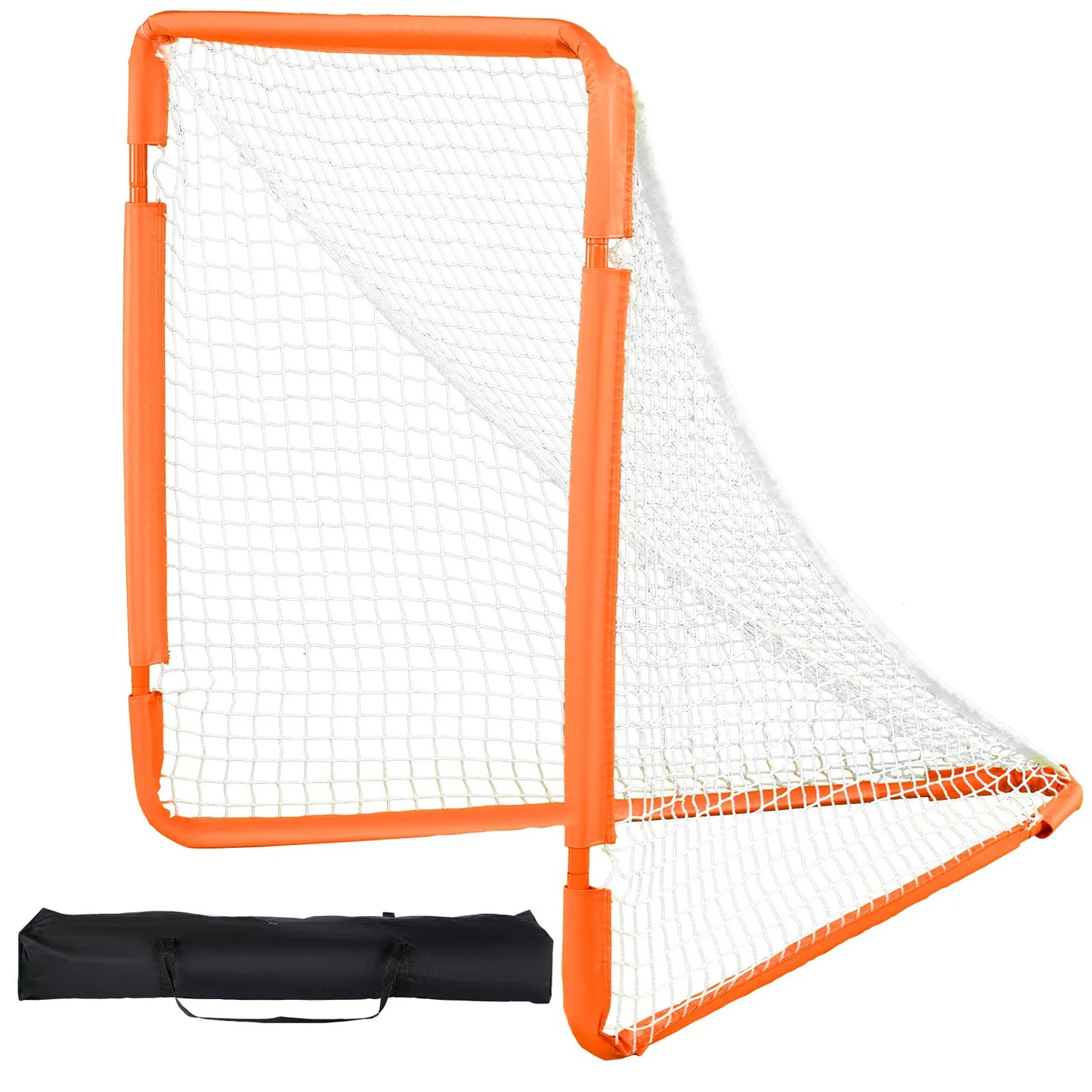 SucceBuy 4/6FT Lacrosse Goal Small Kids Folding Portable Iron Frame Backyard Training Equipment For Youth Training Orange