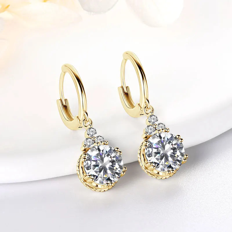 OXTAO Moissanite Big Dangle Hoop Earring 6.5mm/8mm D Color VVS1 for Women 925 Sterling Silver Huggie Earring Luxury Jewelry Gift