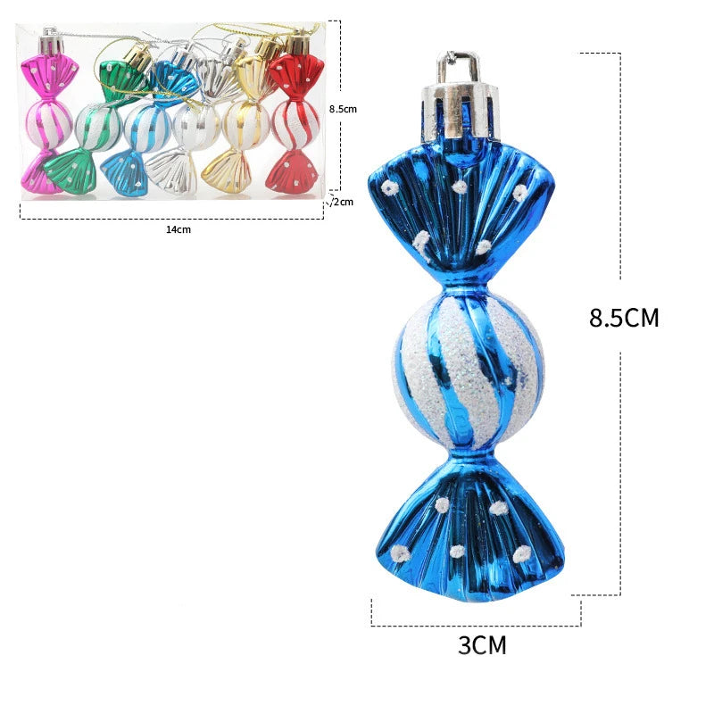 6pcs/box Candy Crutch Icicle Christmas Tree DIY Ornaments New Year Xmas Gifts Christmas Ball Decoration for Home Navidad