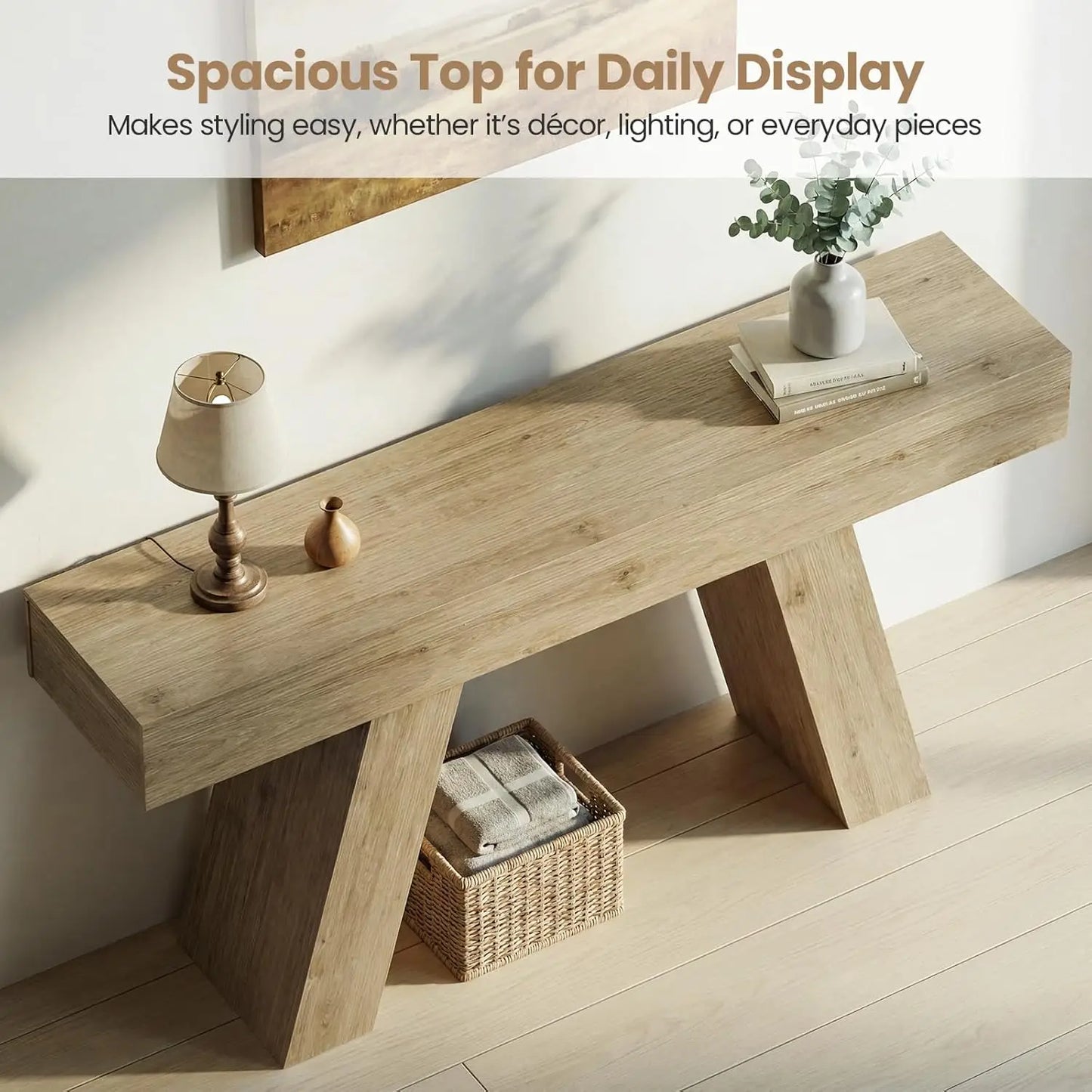 63-Inch Long Console Table with Storage Drawers, Wood Grain Sofa Table Behind Couch, for Entryway, Entrance,, Customized