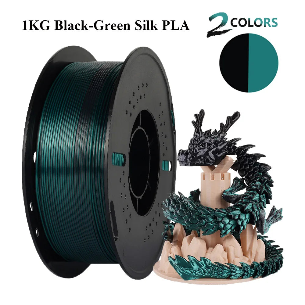 Multicolor Filament Bicolor Silk PLA 2Color for 3D Printing Plastic 3D Printer Materials 1.75mm Spool No Bubble High quailty