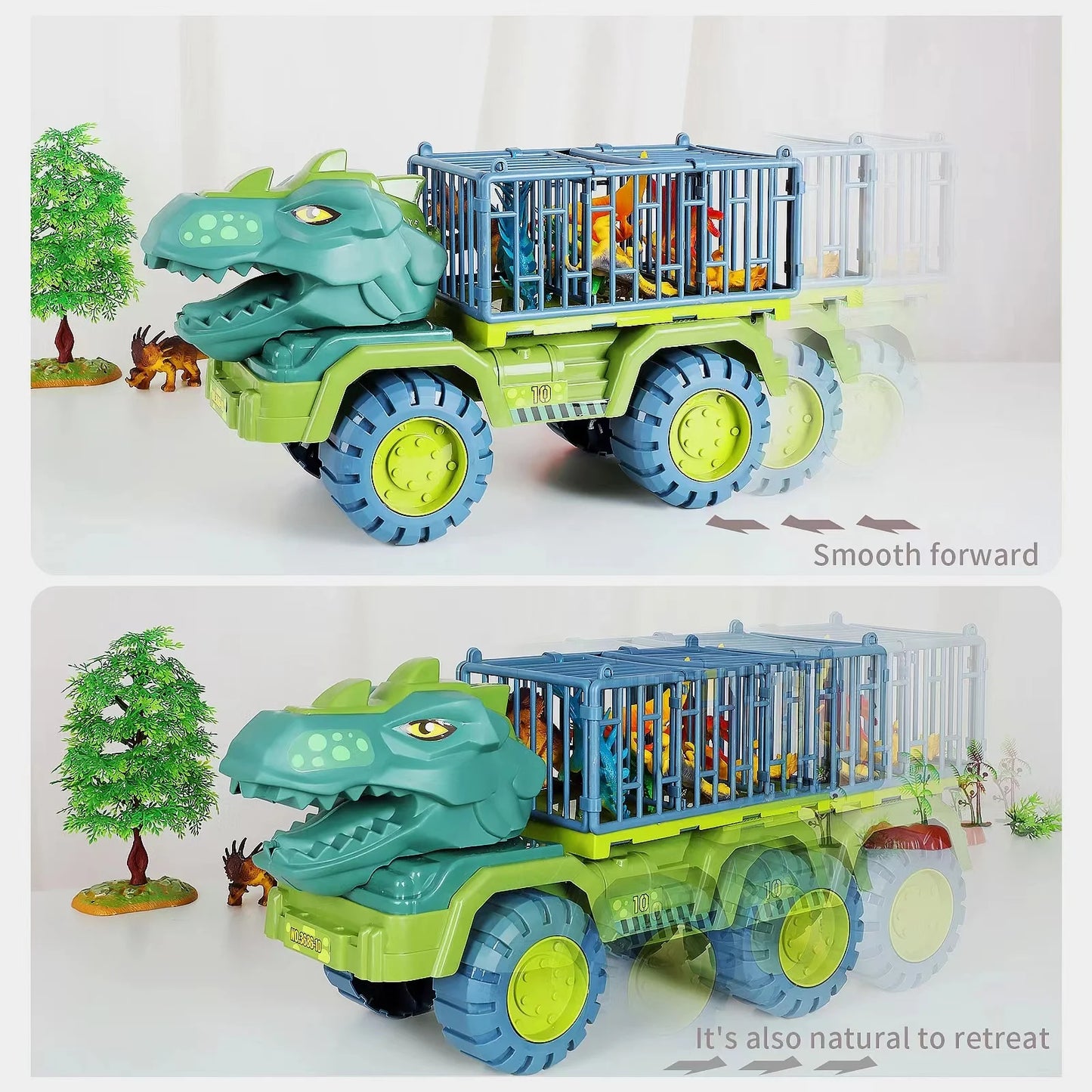 Super Large Inertia Sliding Dinosaur Construction Vehicle Transport Car Tyrannosaurus Rex Baby Crib Toy Set for Boys and Girls