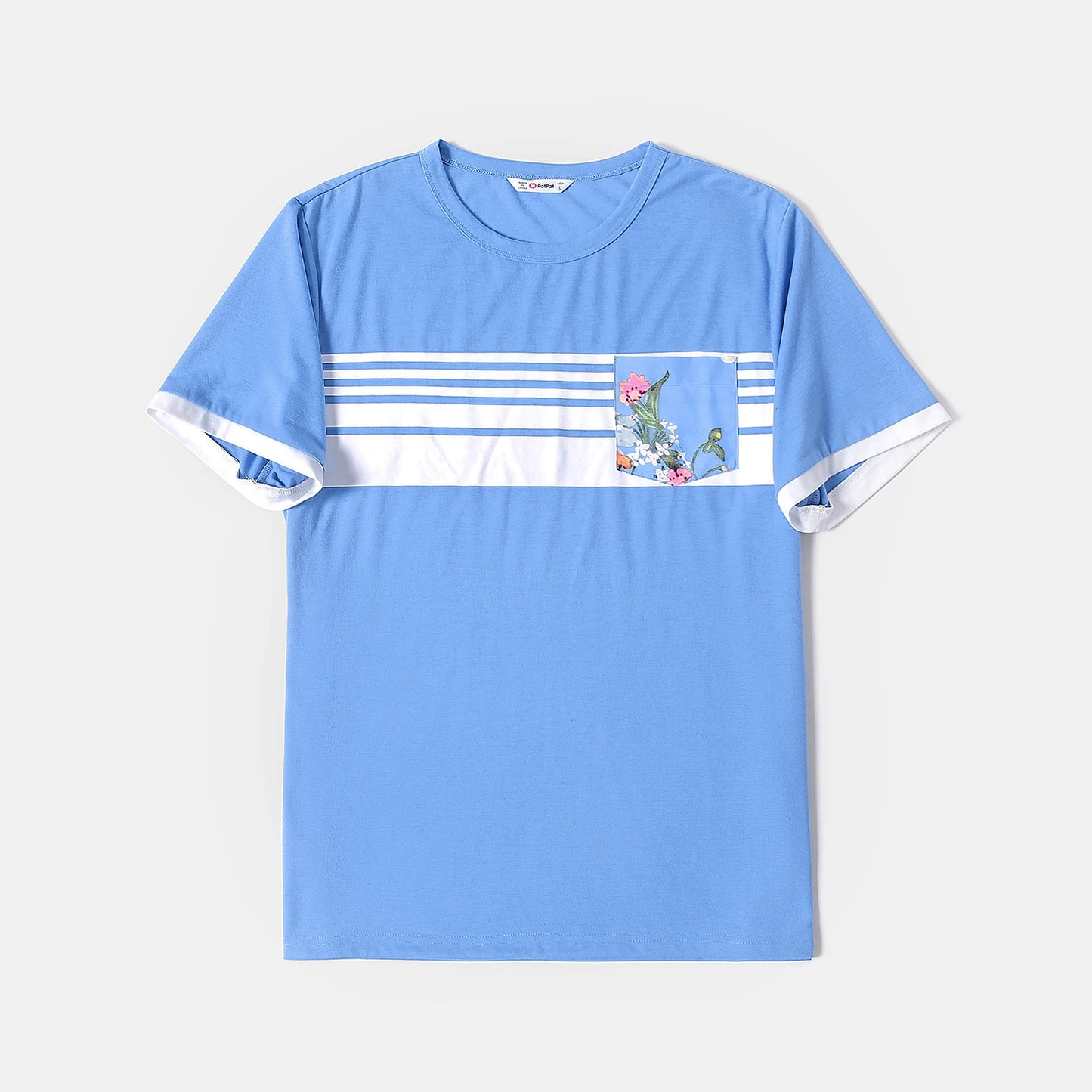 PatPat Family Matching Floral Print Ruffle-sleeve Belted Midi Dresses and Striped Short-sleeve T-shirts Sets