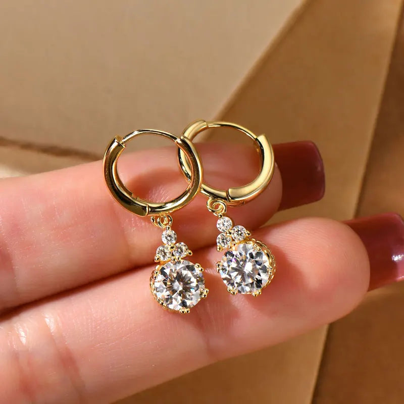 OXTAO Moissanite Big Dangle Hoop Earring 6.5mm/8mm D Color VVS1 for Women 925 Sterling Silver Huggie Earring Luxury Jewelry Gift