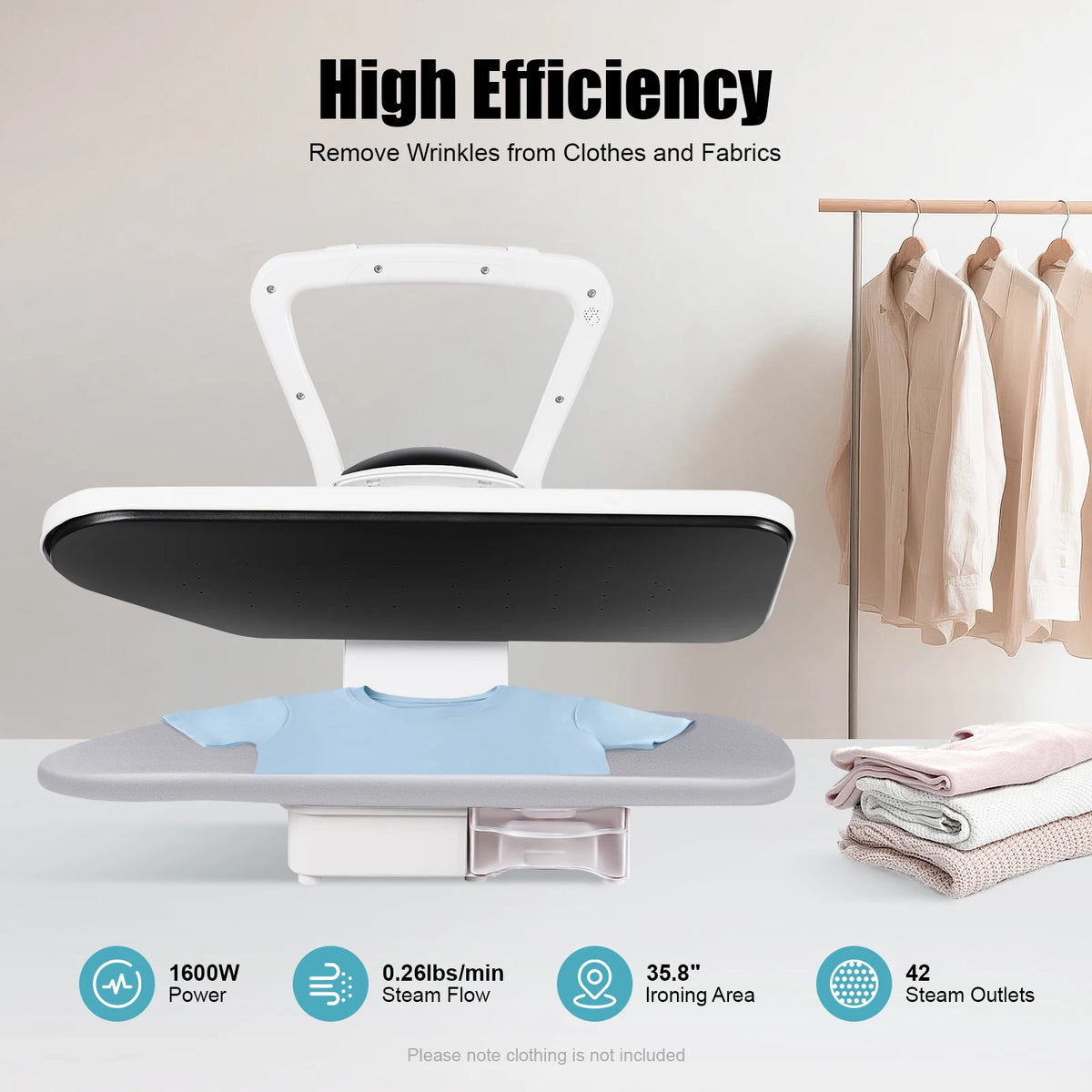 1600W Steam Press Iron, 26 Inch Large Area, Touchscreen, 5 Fabric Modes