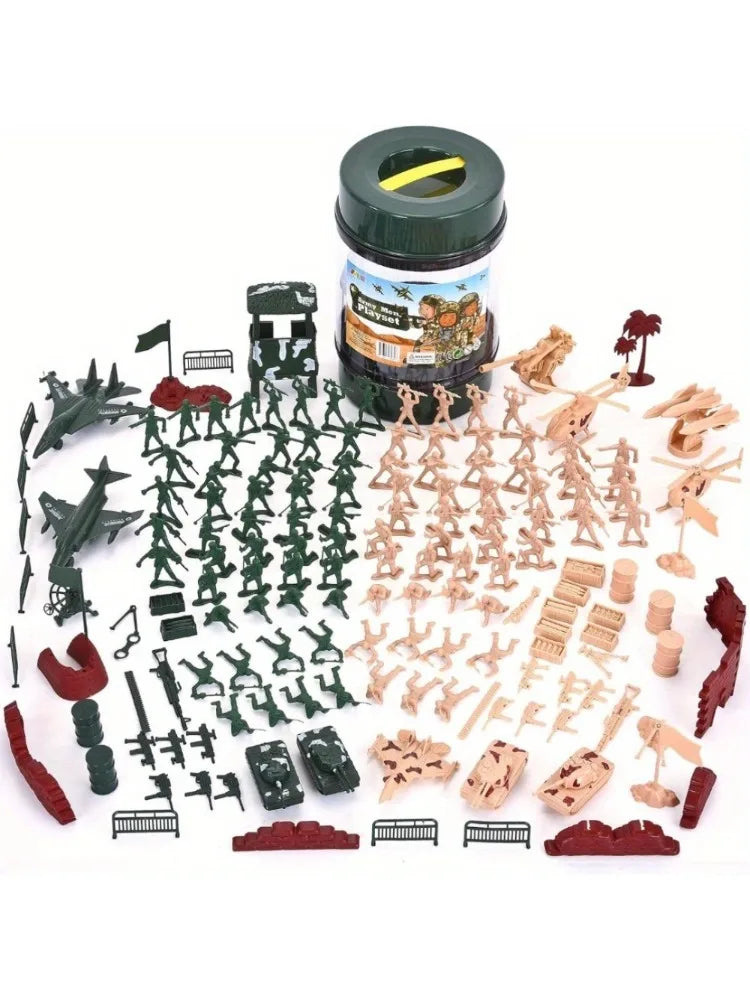 164 Piece Military Soldier Playset Army Men Play Bucket Army Action Figures Battle Group Deluxe Military Playset Aircrafts