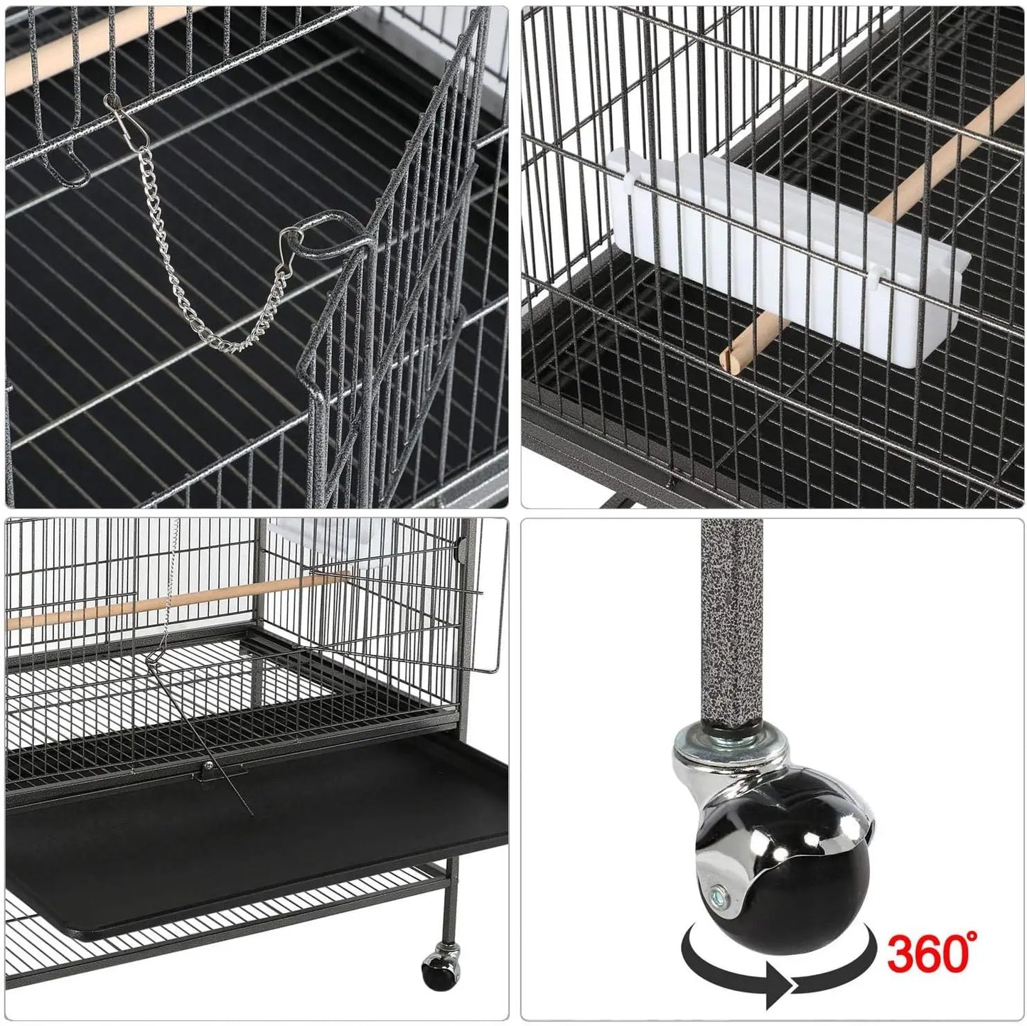 52-inch Wrought Steel Standing Large Flight King Bird Cage for Cockatiels African Grey Quaker Amazon Sun Parakeets Green