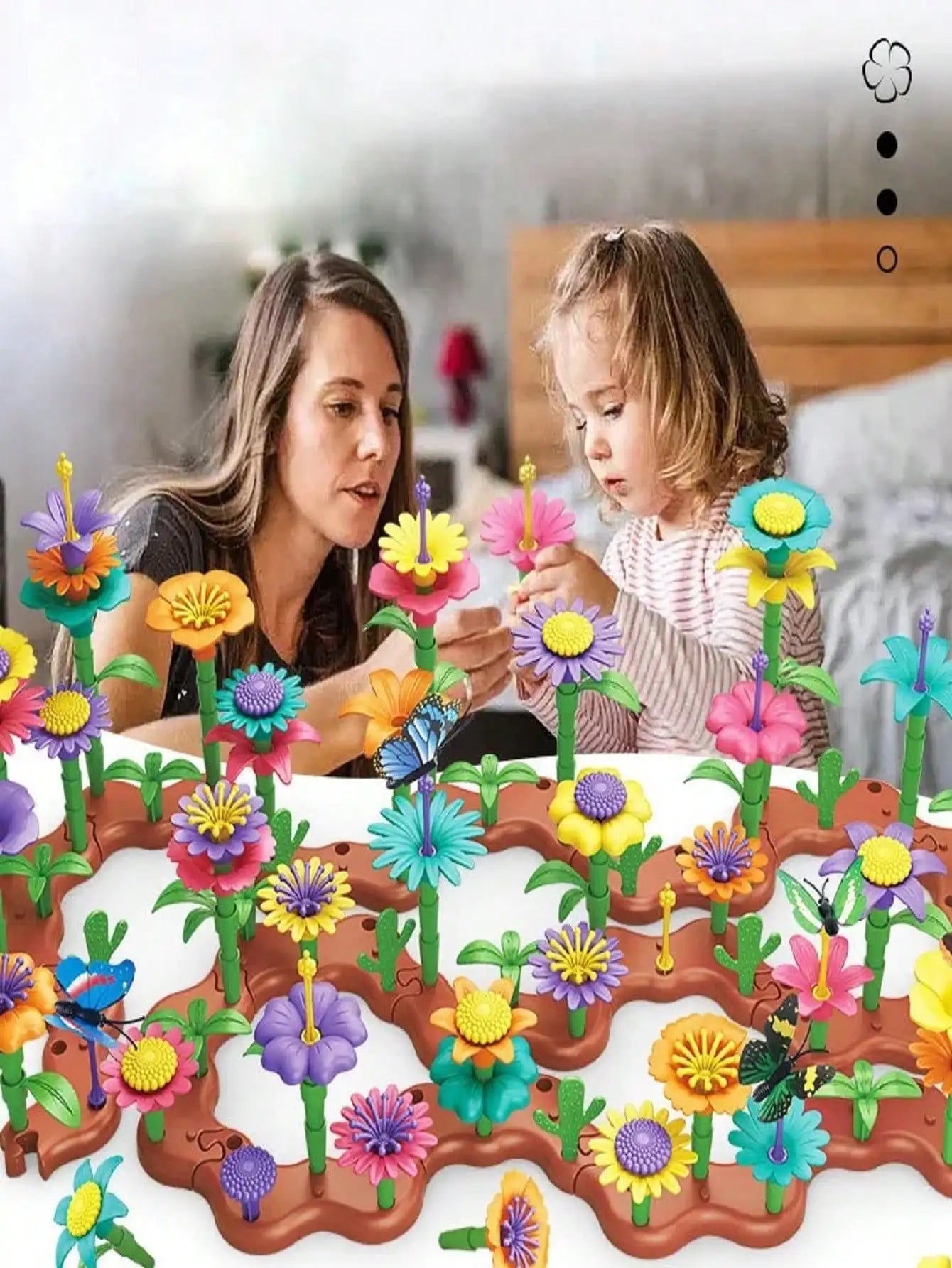 Children Garden Building Flower Toys Girls DIY Flower Garden Toys Building Blocks Kids Playset Creative Growing Floral Garden Parents-Child Interaction Developmental Educational Toys Room Decorati