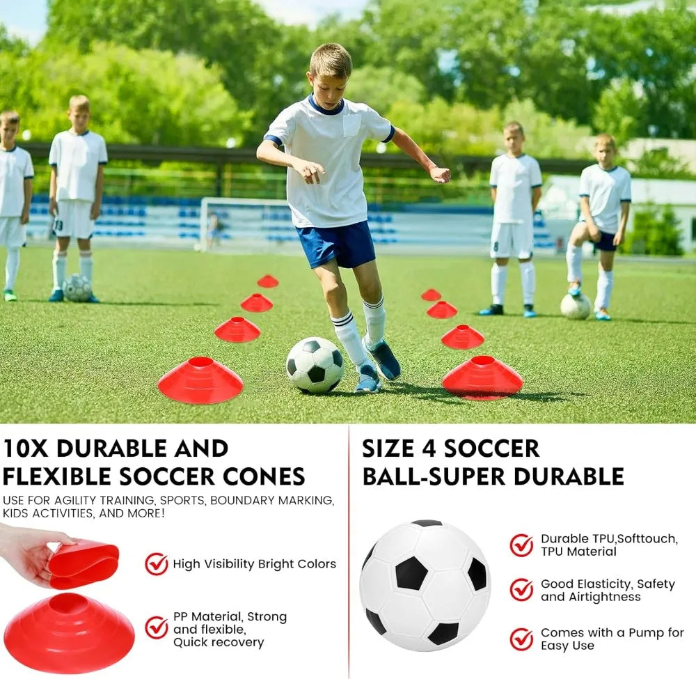 6x4 ft Soccer Goals Set with Portable Net, Ball, Cones, and Carry Bag for Backyard Beach Training