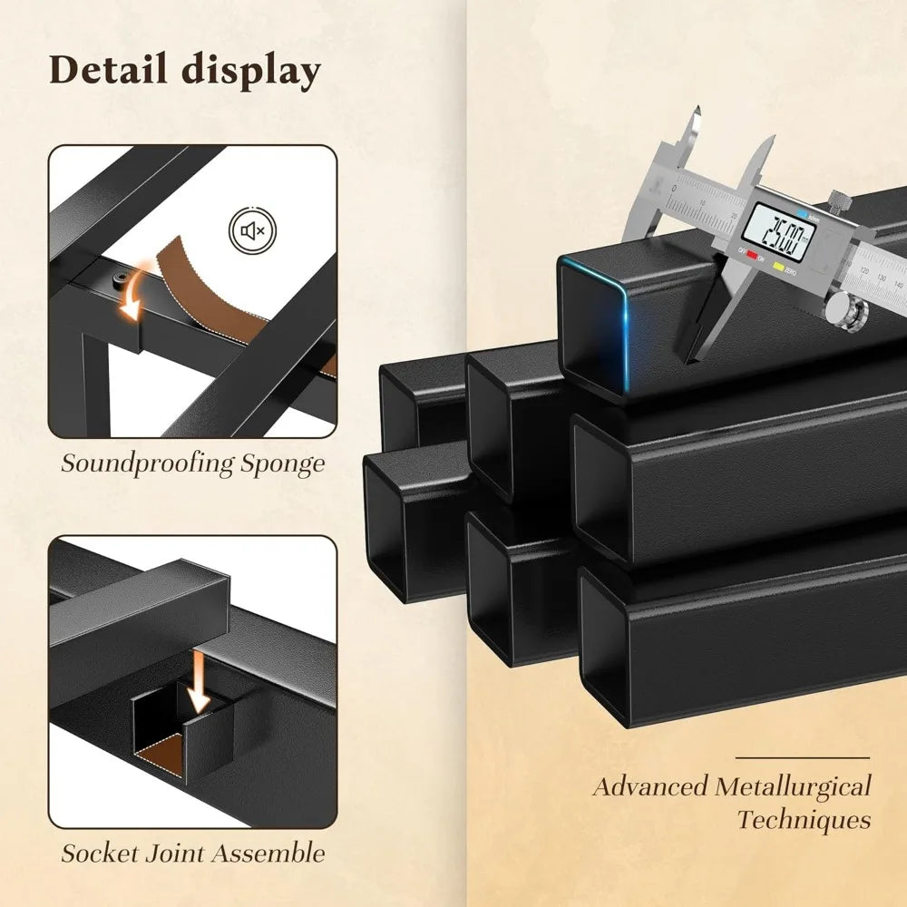 Metal Queen Bed Frame with Headboard and Footboard, Queen Size Bed Frame with LED Light, Mattress Foundation with Under Bed Stor