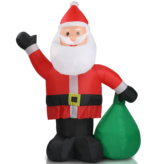 6 FT Lighted Christmas Inflatable Decoration, Inflatable Santa Claus with Large Gift Bag, Funny Blow Up Yard Decorations
