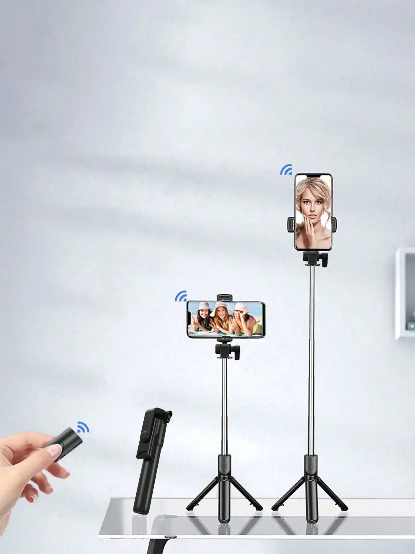 1pc White Cute Selfie Stick - Wireless Remote Control And Built-In Tripod, Remote Control, Phone Holder And Built-In Tripod(1PC)