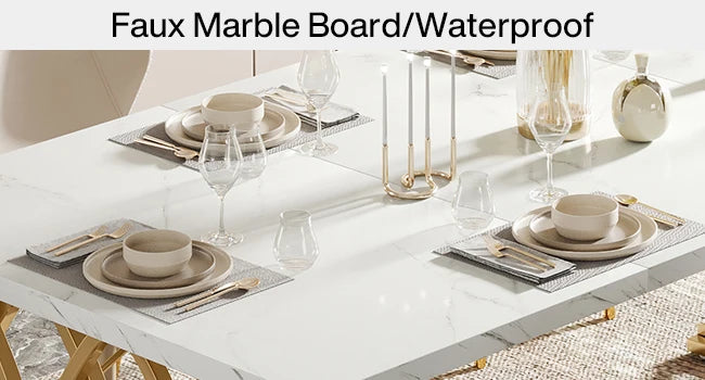 Modern Dining Table,Kitchen Table for 4-6 People, Unique Rectangular Dinner Table Kitchen & Dining Room Furniture