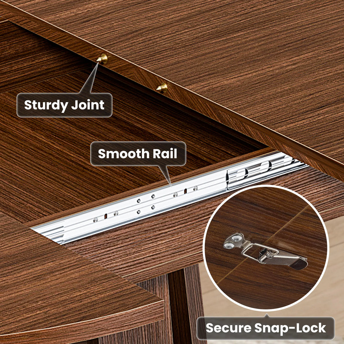 JHK Extendable Wood Round Dining Table Modern Kitchen Oval Dinner Table with Storage Shelf Pedestal Base Space Saving For Home
