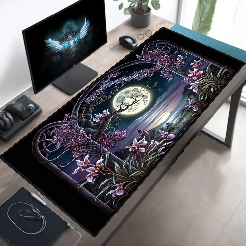 Gothic Wonders Desk Mat, 800X300 Cat City Mouse Pad, Big Gaming mouse pad xl, Cute Track Pad, Aesthetic Desk Pad, XL Deskmat