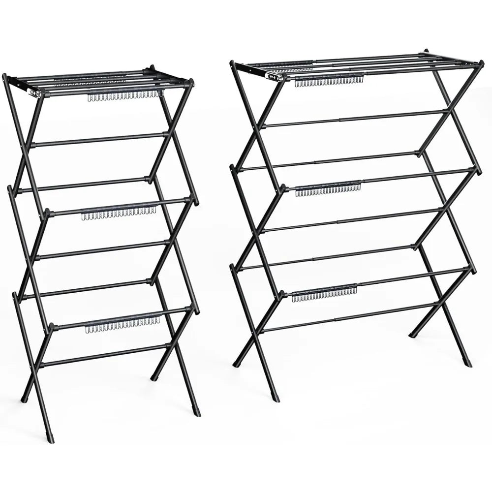 Foldable 3 Tier Metal Laundry Drying Rack Space Saving Indoor Outdoor Collapsible Clothes Dryer