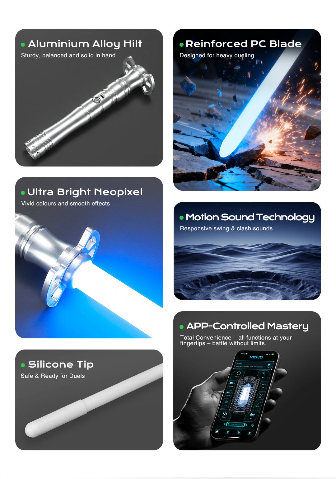 Combat Saber Xenopixel Lightsaber Smooth Effects, Strong Blade, Battle Ready