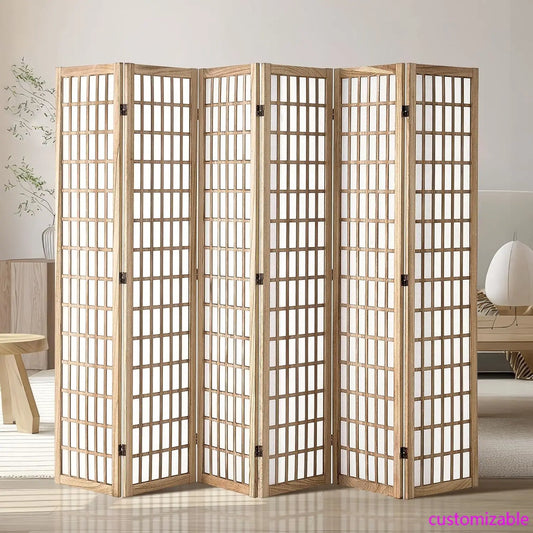 Room Divider, 6 Panel Japanese Room Divider, Wood Folding Privacy Screen Indoor, Partition Dividers Portable Decoration Screens
