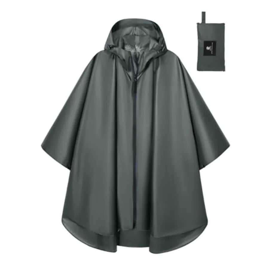 SaphiRose Lightweight Waterproof Rain Poncho for Adults with Hood Portable Rainwear for Outdoor