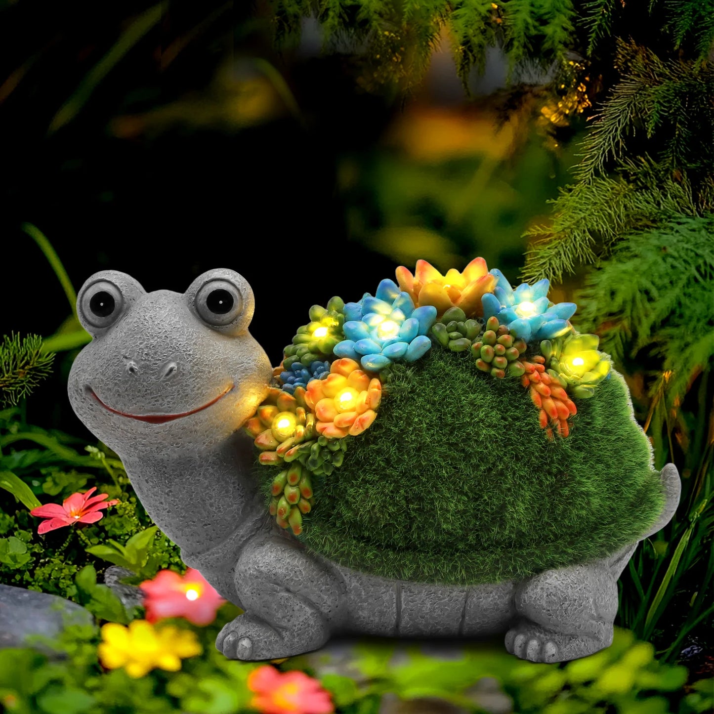 Solar Garden Turtle/Elephant/Dragon Can Statue Light Garden Statue Decor for Outdoor Courtyard Garden Lawn Landscape Decor