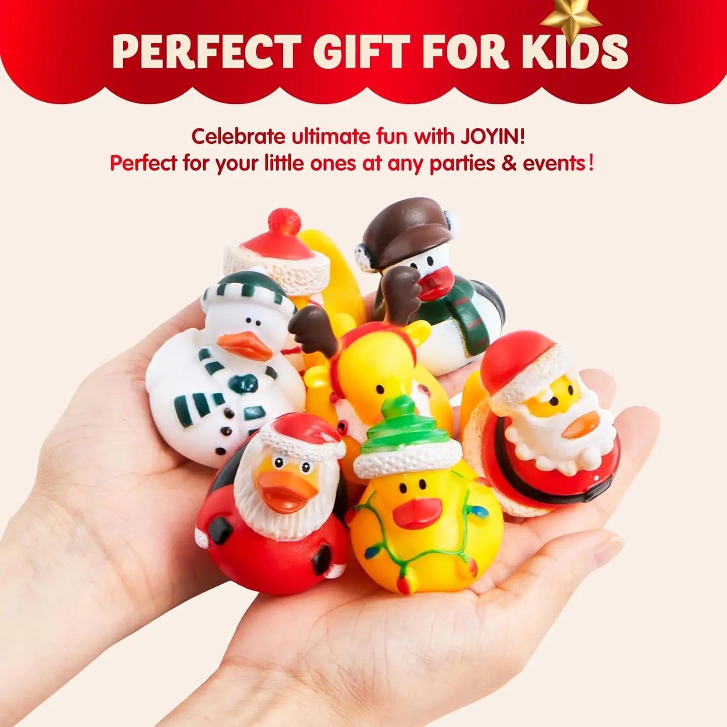 JOYFY 24 PCS Christmas Ducks for Stocking Stuffers Xmas Rubber Duck Bath Toys for Kids Gift Party Favor Novelty Duckies