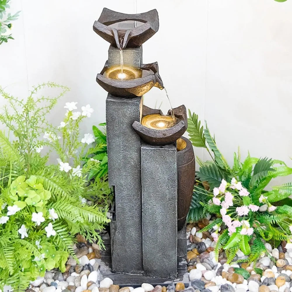 Outdoor Fountain with Lights - Patio Water Fountains Outdoor for Outdoor Gardens Backyards Lawns Balconies Landscaping and Outdo