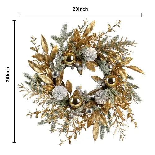 20 Inch Christmas Wreath with 20 Warm Lights, 8 Modes and Timer for Door