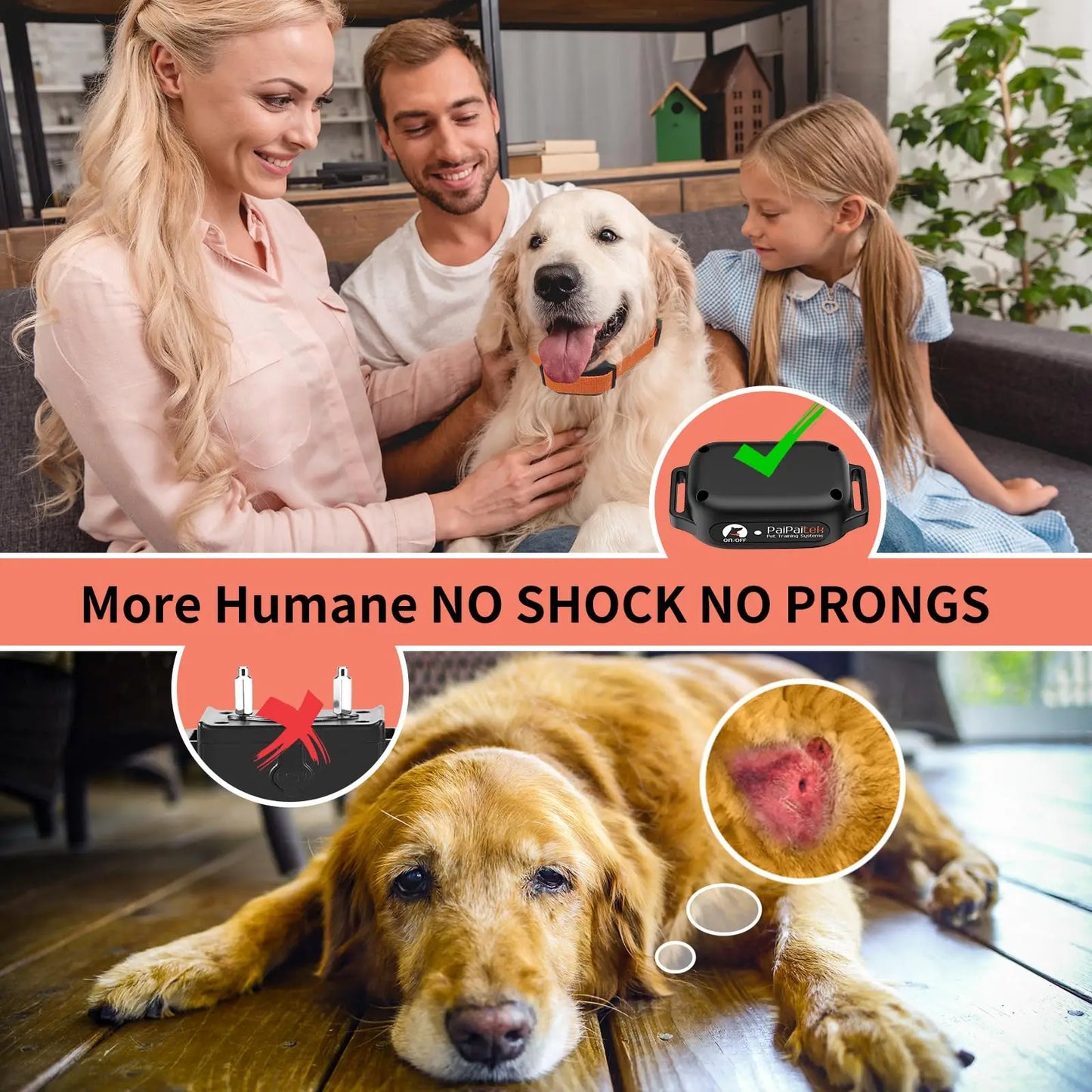 No Shock Dog Training Collar,3300ft Remote Waterproof Beep & Vibration Collar,Rechargeable Electric Collar for 5-120 Lbs Dogs