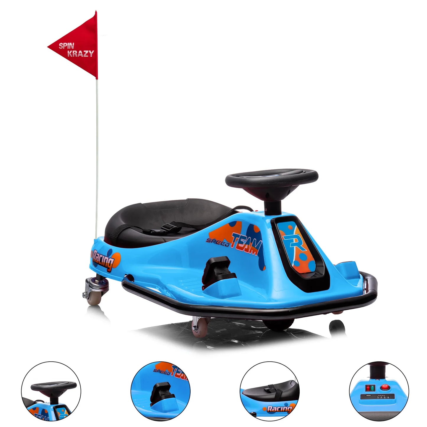 24V Electric Drifting Go Kart for Kids - Sleek Outdoor Ride on Toy with High/Low Speed Switch 360° Rotating Fun, Ages 3-8Y