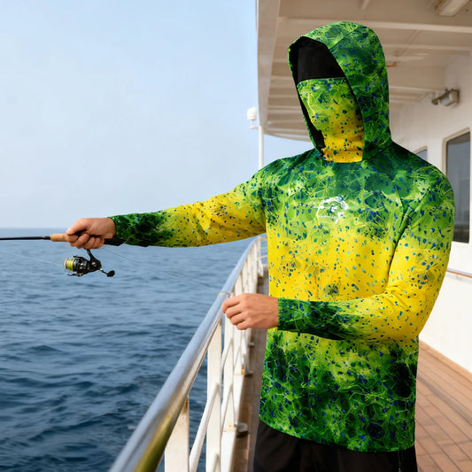 Fishing Hoodie Sailing Shirt Men Long Sleeve Sun Protection Hunting Jersey Camisa De Pesca Performance Fish Gear Beach Tops Wear