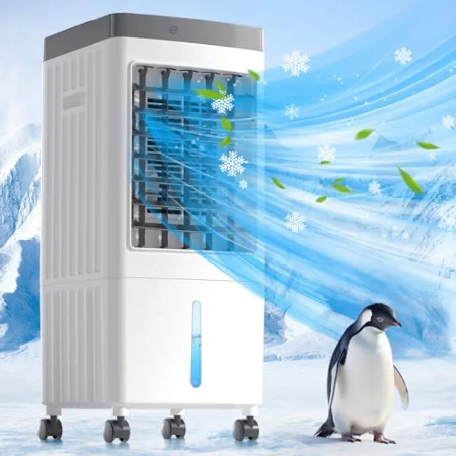 Air Cooler for home use, aluminum alloy body, white color, ultra-quiet operation and energy-efficient cooling