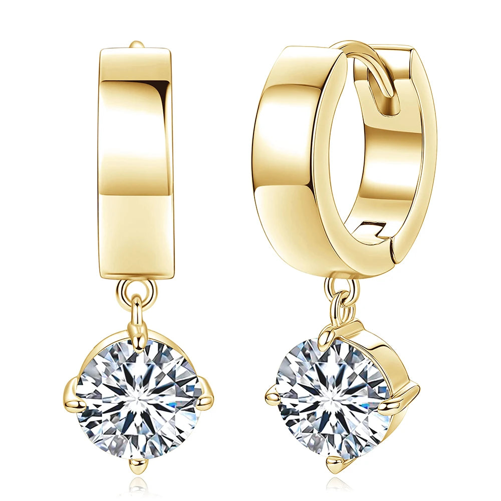 OXTAO Minimalist D VVS1 Moissanite Teardrop Earrings for Women Luxury Wide Band Drop Huggie Earrings Party Jewelry 14K Gold Filled