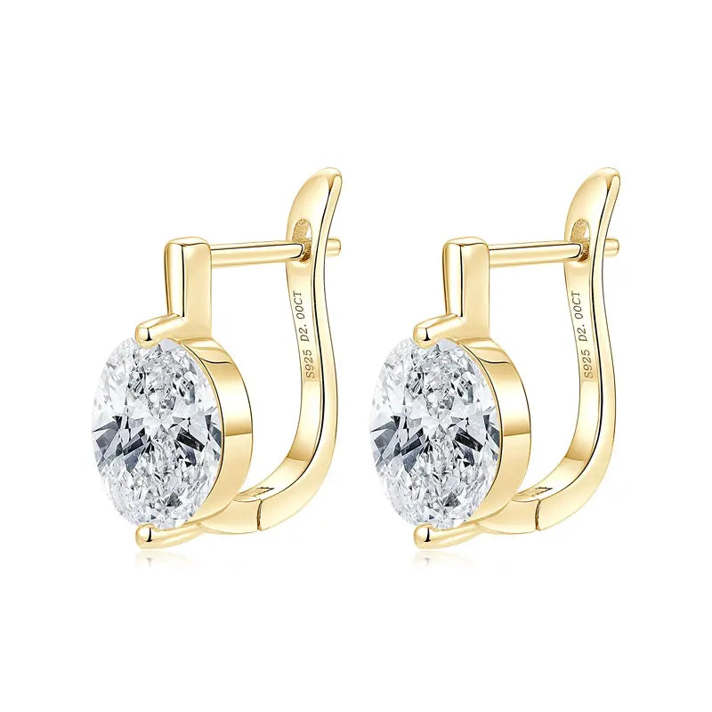OXTAO 2ct Moissanite Solitaire Stud Earrings Certified 925 Sterling Silver Drop Hoop Earrings Spakling D Color Female Jewelry