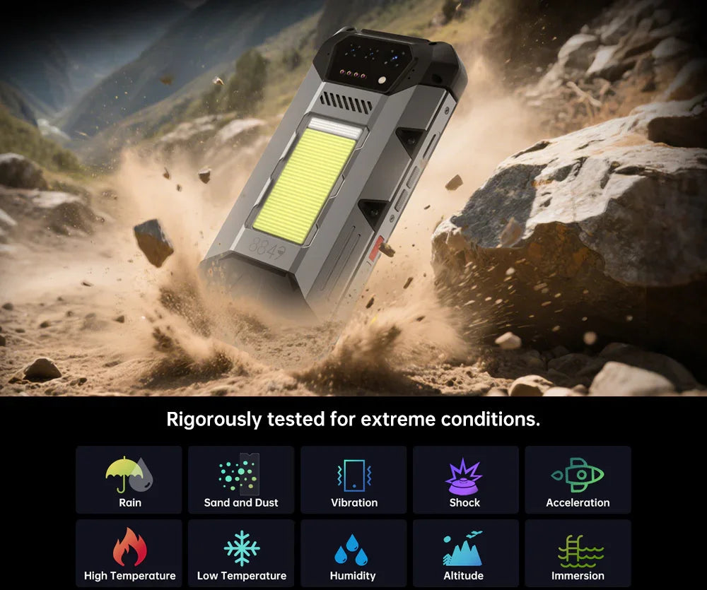 8849 Hike Unihertz Rugged Smartphone 23800mAh 24GB+512GB Expandable 2TB 1200Lumen Flashlight Android14 Two Speakers 6.79'' 120Hz
