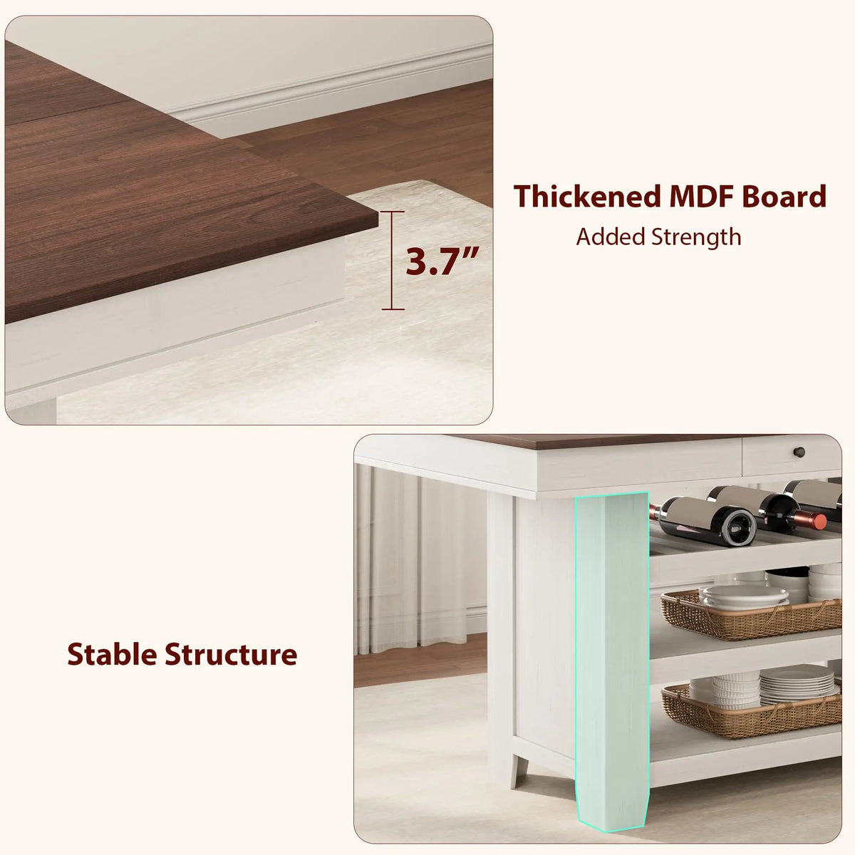 60 Inch Counter Height Dining Table For 4 To 6 With Wine Rack And Storage