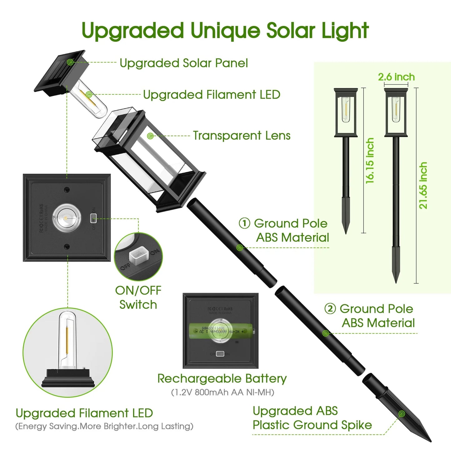 6/12 Pack [Upgraded] Solar Lights, 2700K Warm White, Super Bright 12Hrs, for Yard/Garden Walkway