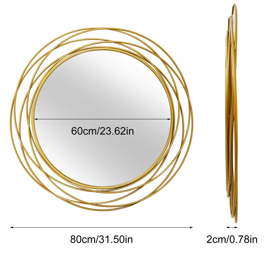 32 Inch Round Black Iron Wire Frame Decorative Wall Mirror for Living Room