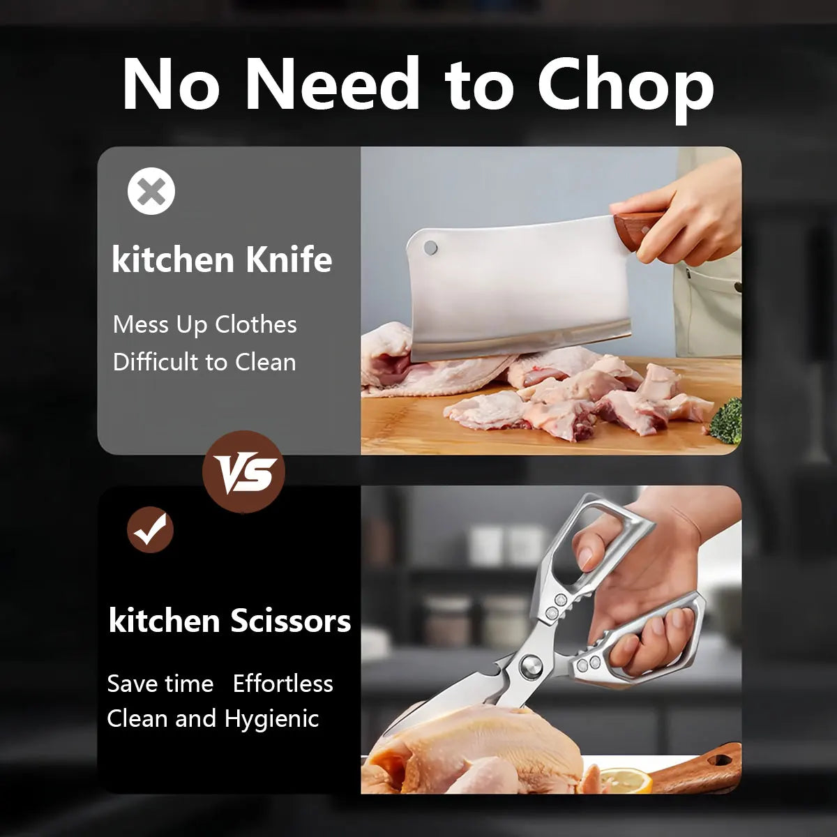 Stainless Steel Kitchen Shears Multifunctional Stainless Steel Kitchen Tools Cutting Vegetables Meat Fish Food Scissors