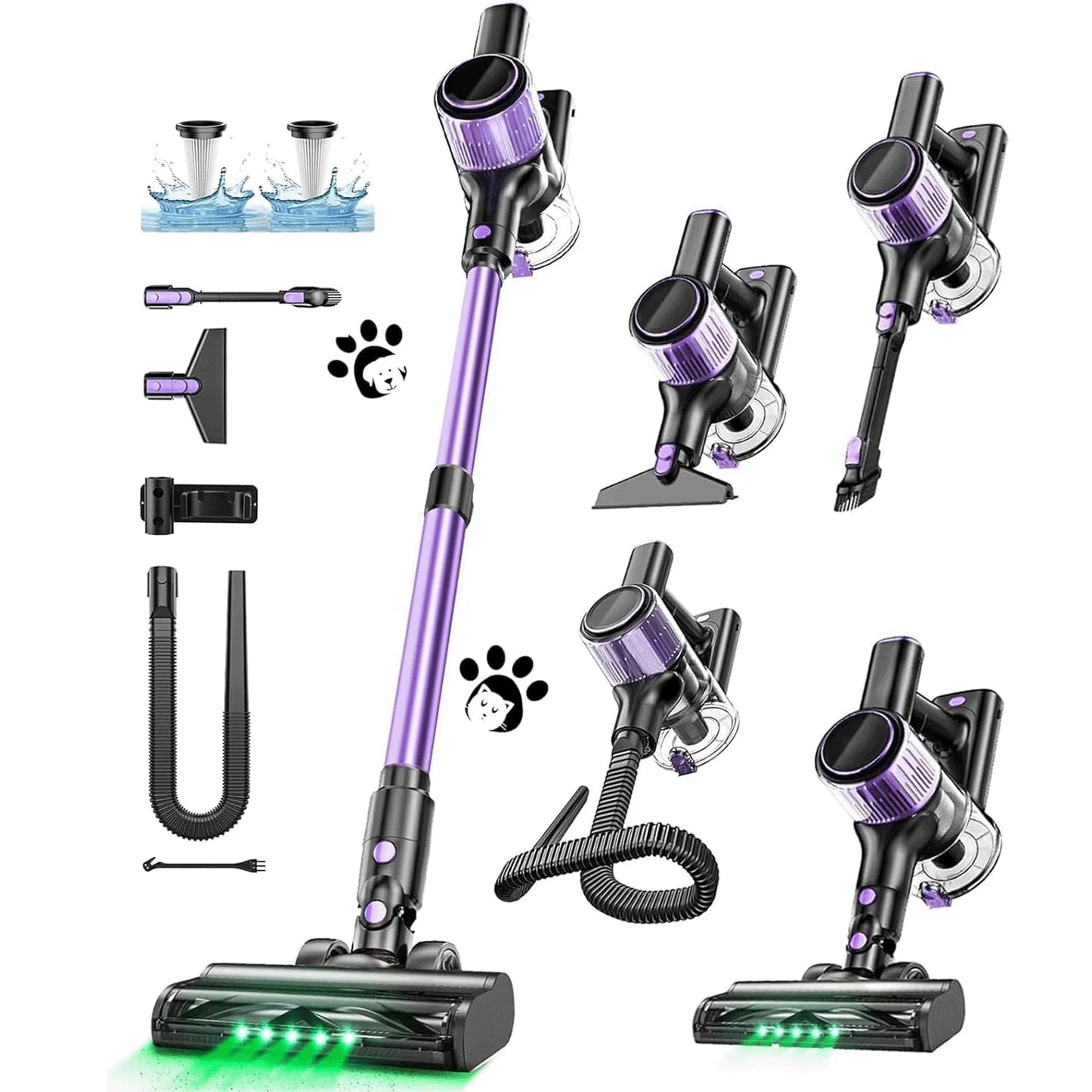 Cordless Vacuum Cleaner, 40Kpa/500W/45min 10 in 1 Powerful Stick Lightweight Vacuum Cleaner for Home Pet Hair/Hard Floor/Carpet