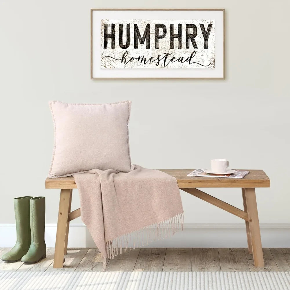 Rustic Farmhouse Style Wood Bench, 43 Long for Entryway and Living Room, Solid Handcrafted Seat