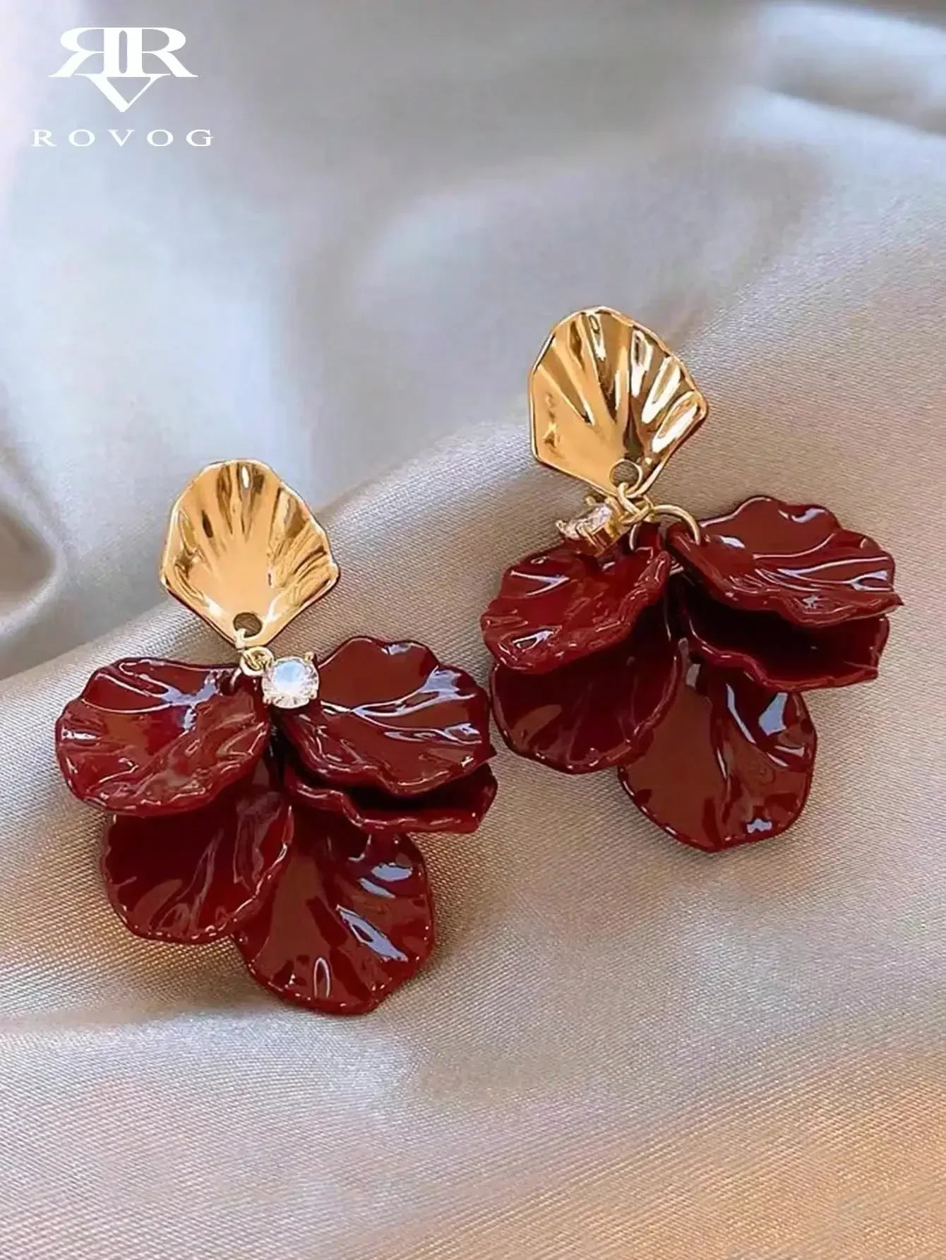 1pair Sweet High-Grade Delicate Petal & Flower Design Fashionable Daily Earrings For Elegant Women Valentines,Mom,Mother