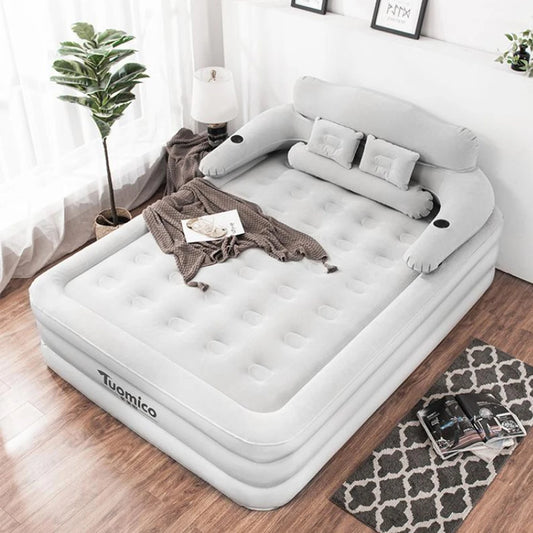 2 Persons Inflatable Mattress Camping Folding Home Indoor Outdoor Air Cushion 48cm High Bed Lazy Laying Soft Skin-friendly