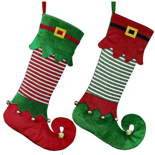 Hanging Christmas Stockings Gift Bag Boots Candy Bag Sock Noel Candy Bag Fireplace Xmas Tree Pendant Sock New Year Navidad Decor