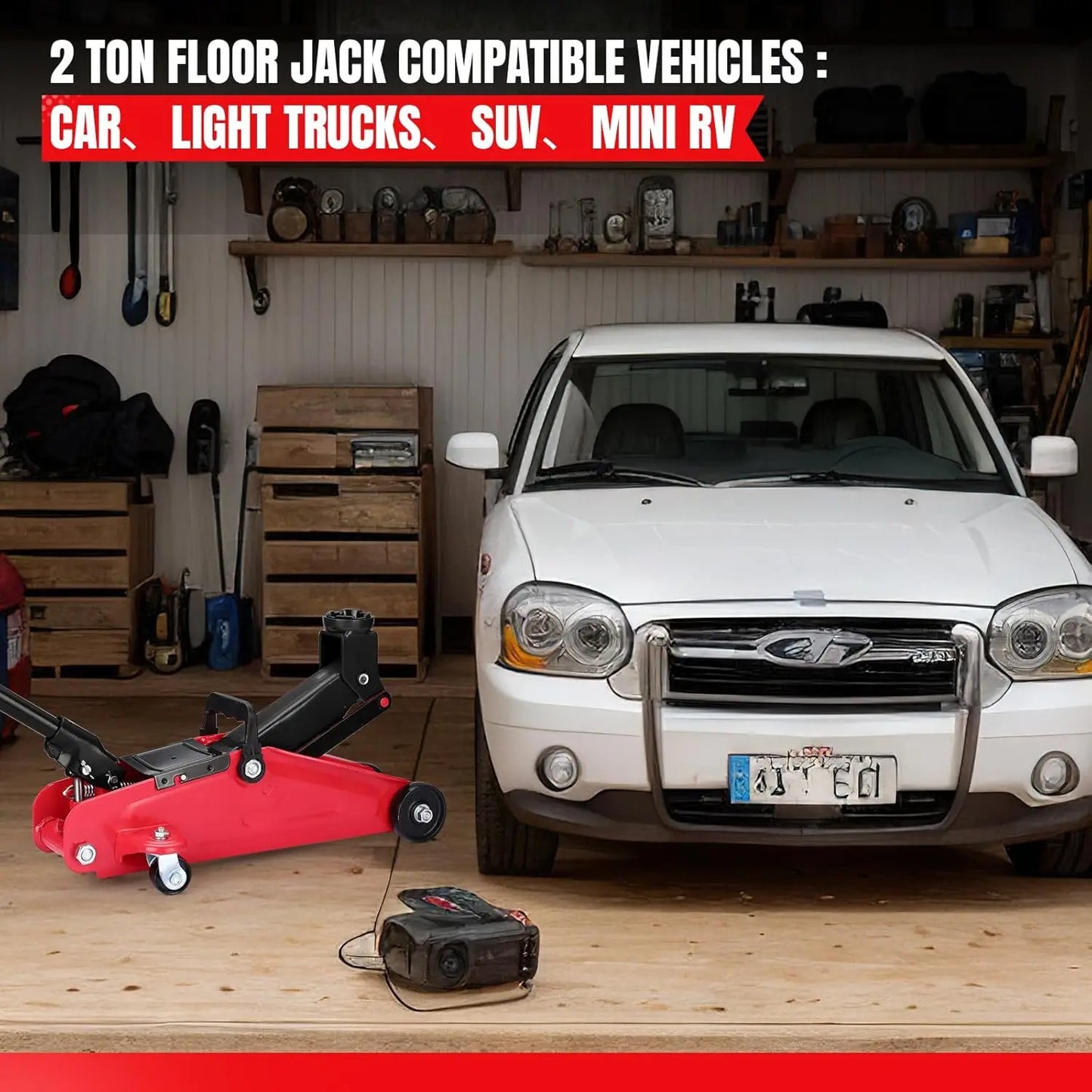 2 Ton Low Profile Floor Jack Heavy Duty With Single Piston Quick Lift Pump Steel Car Jack Adjustable Height 3.35"-13"
