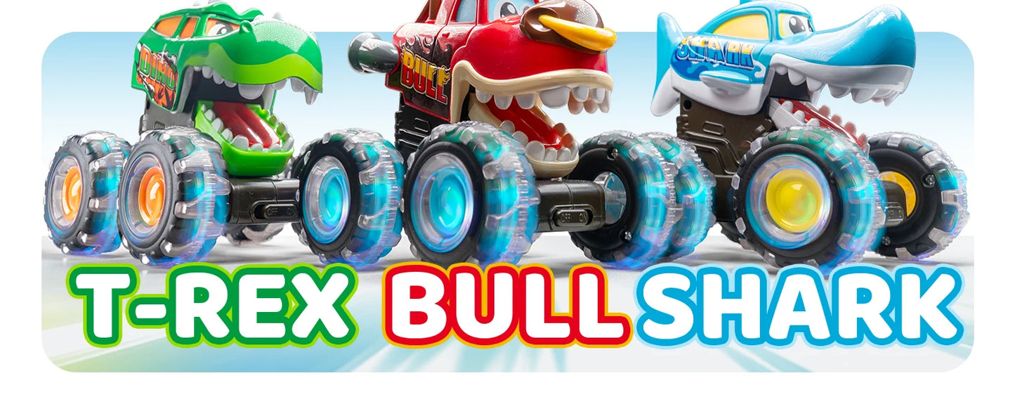 JOYFY 3 Pack Monster Truck Toy Motion Activated Light-Up Cars Press & Go Cars for Boys Girls Birthday Christmas Gifts