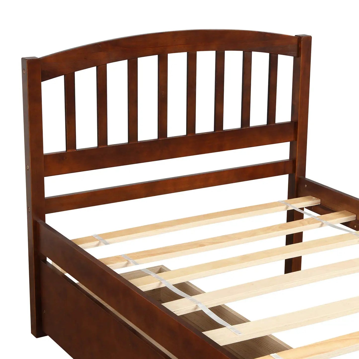 Twin Wood Platform Bed Frame with Storage Drawers Headboard Walnut, Customized