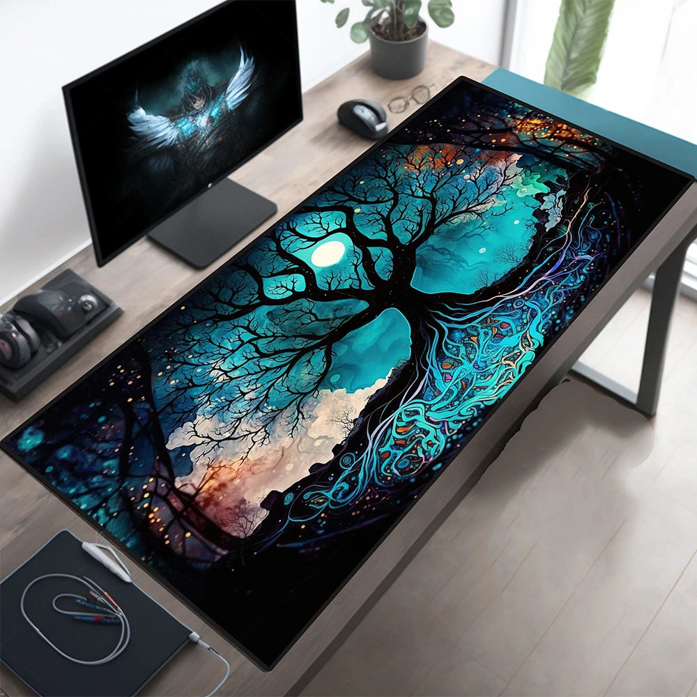 Gothic Wonders Desk Mat, 800X300 Cat City Mouse Pad, Big Gaming mouse pad xl, Cute Track Pad, Aesthetic Desk Pad, XL Deskmat