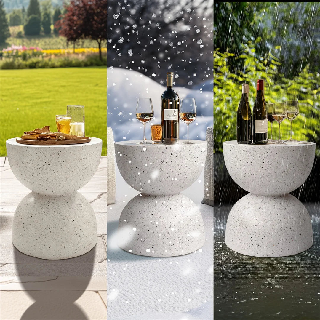 Modern Lightweight Concrete Outdoor Side Table for Patio or Living Room